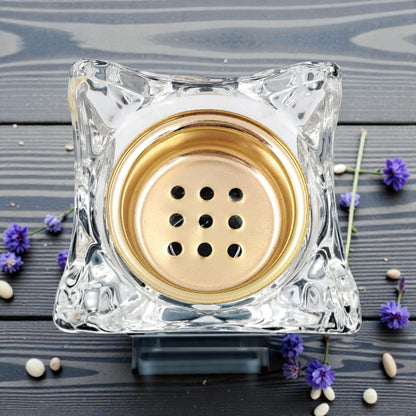 Luxury Crystal Mibkhara Incense Burner – Black or White Glass with Gold Lid, Decorative Bakhoor Burner for Home & Majlis (21H x 6L × 6W CM) - Damoo