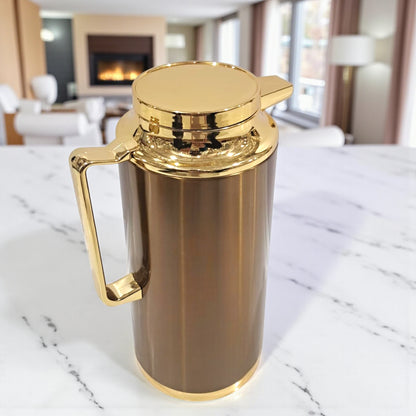 Vogati Premium Stainless Steel Thermos Flask – Double Wall Vacuum Jug with Golden Finish - Damoo