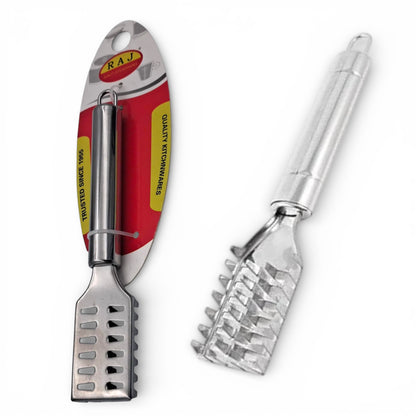 Stainless Steel Fish Scale Remover & Scraper with Serrated Teeth – Heavy-Duty Fish Cleaning Tool for Kitchen & Seafood Prep (19L CM) - Damoo