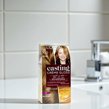 L'Oreal Paris Casting Creme Gloss Hair Dye 700 Blonde | Ammonia-Free Semi-Permanent Color with Royal Jelly - Damoo