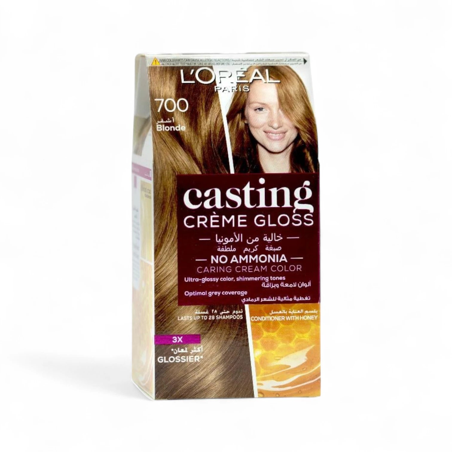 L'Oreal Paris Casting Creme Gloss Hair Dye 700 Blonde | Ammonia-Free Semi-Permanent Color with Royal Jelly - Damoo