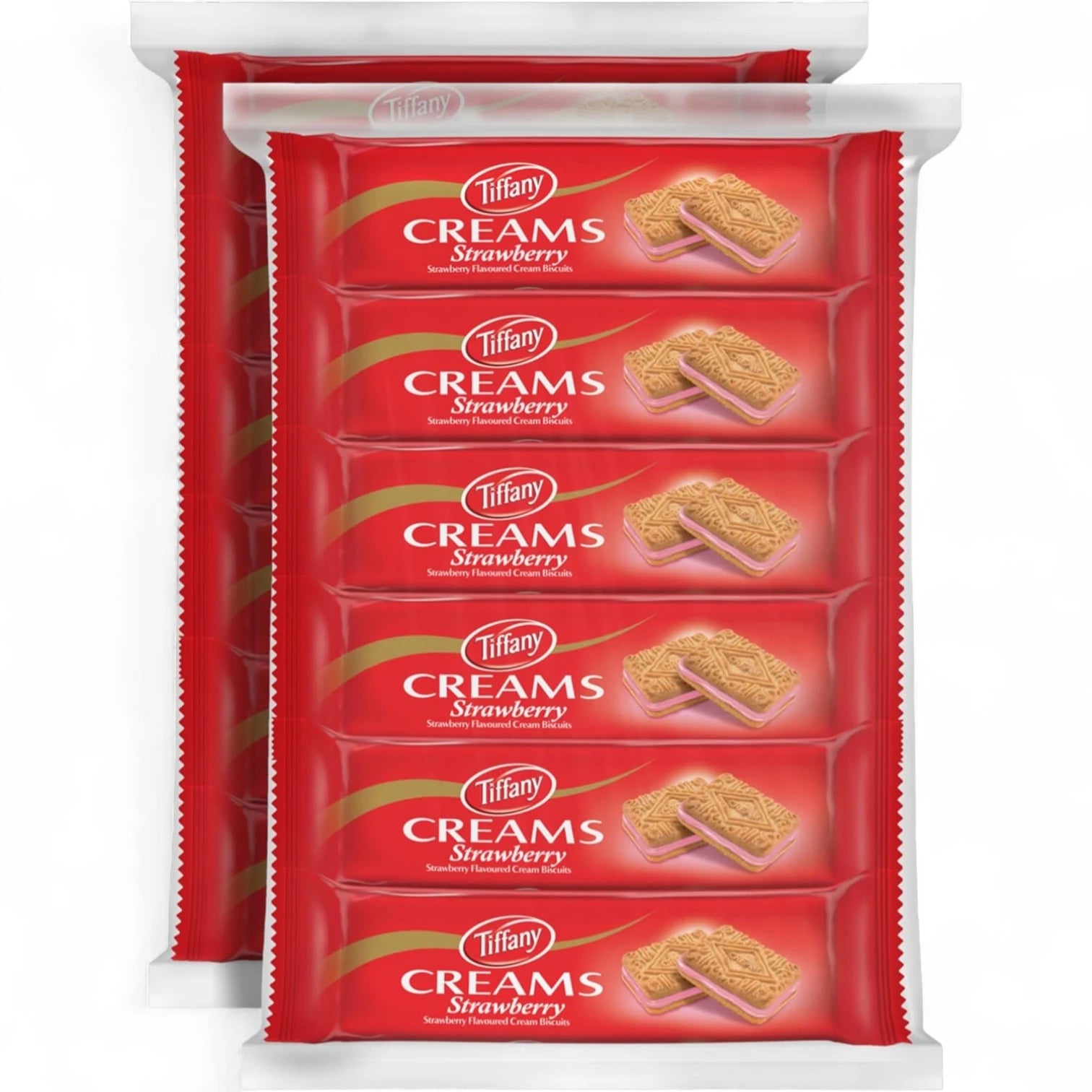 Tiffany Creams Strawberry Biscuits 2x(6x80g) – Delicious Strawberry Flavoured Cream Sandwich Cookies - Damoo