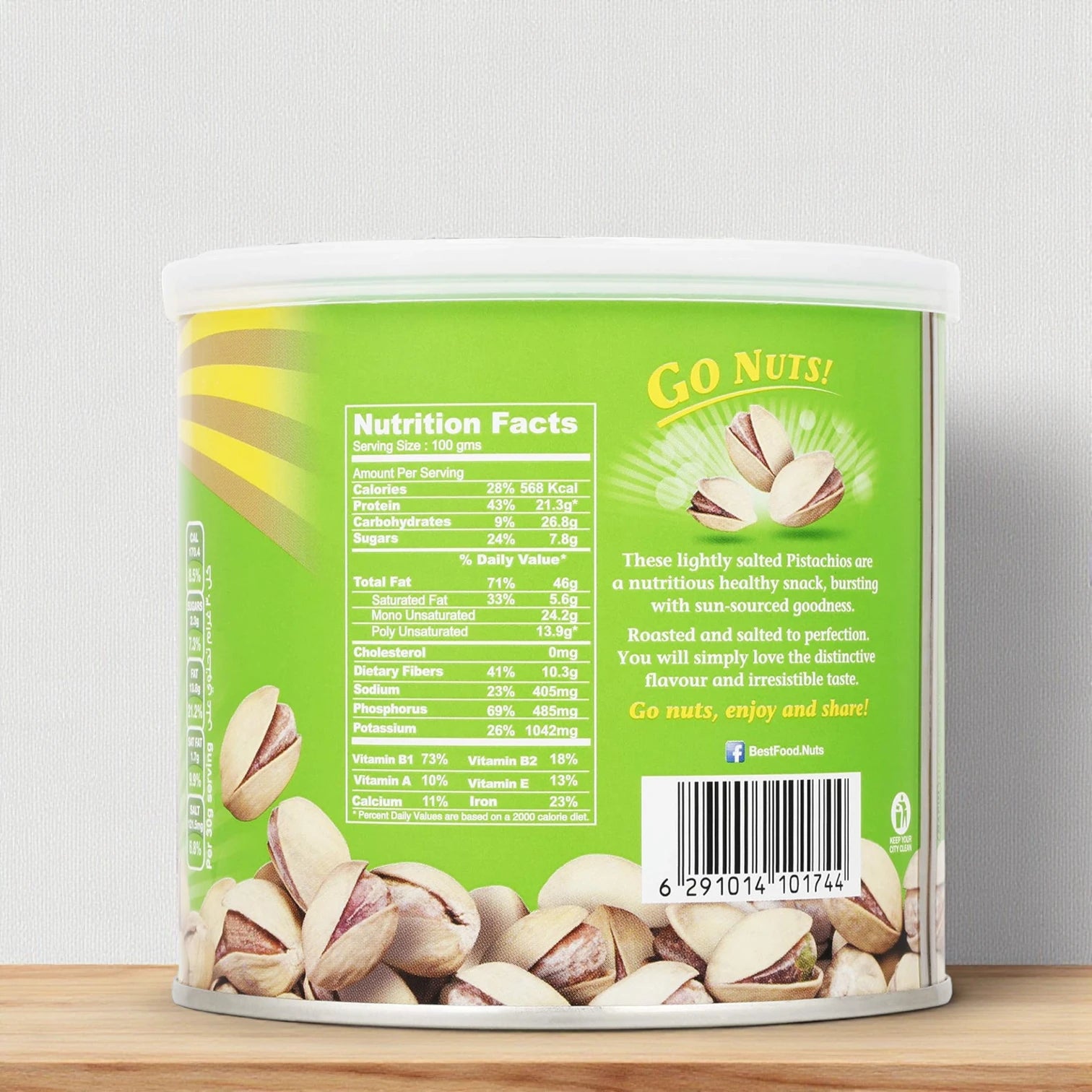 BEST Salted Pistachios 200g Can | Roasted & Lightly Salted | High-Protein Vegan Snack | Gourmet & Heart-Healthy - Damoo
