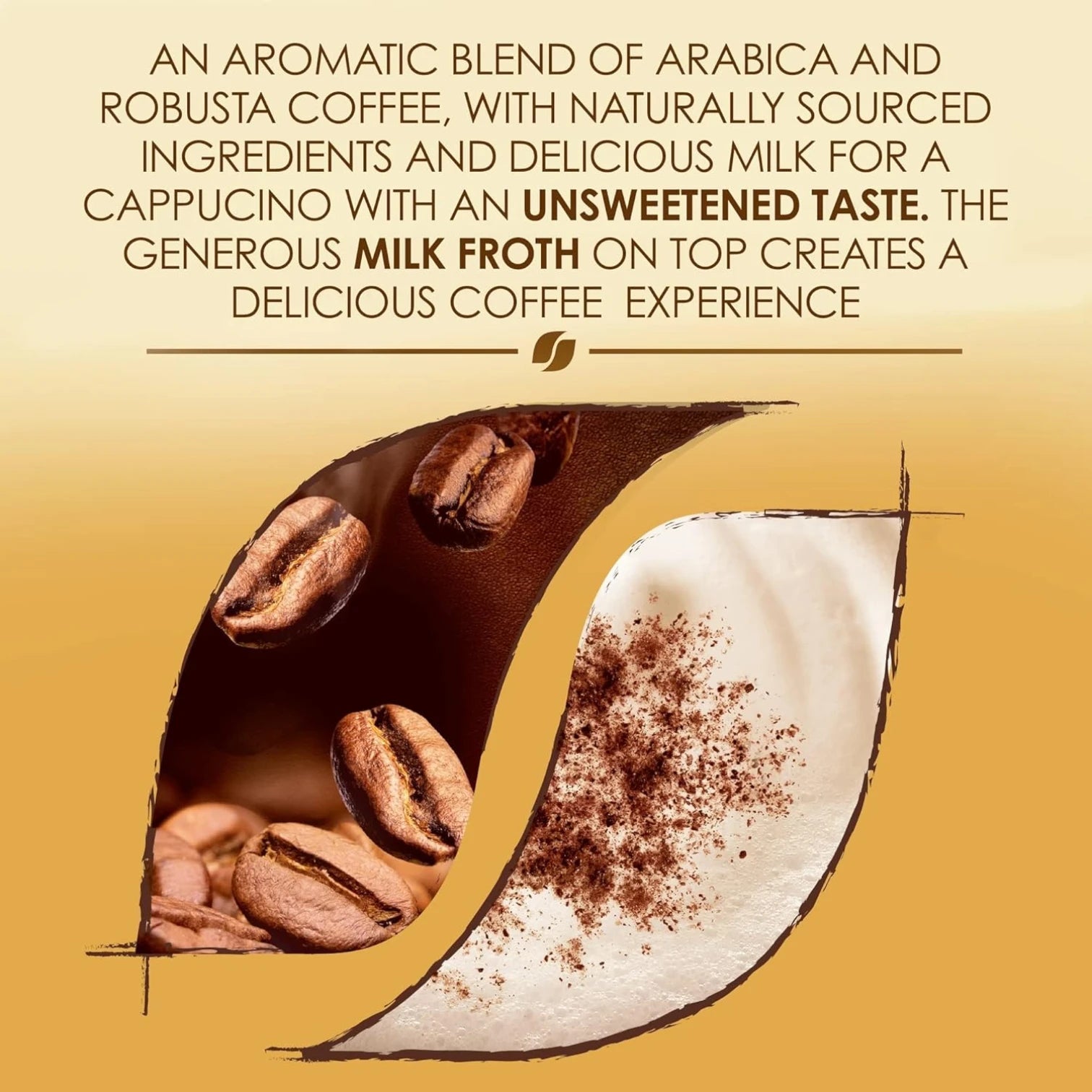 Nescafé Gold Cappuccino Unsweetened Taste – 10 Sticks (14.2g Each) | Premium Instant Coffee Mix with Arabica & Robusta | Low Fat & No Artificial Flavors - Damoo