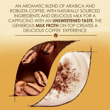Nescafé Gold Cappuccino Unsweetened Taste – 10 Sticks (14.2g Each) | Premium Instant Coffee Mix with Arabica & Robusta | Low Fat & No Artificial Flavors - Damoo