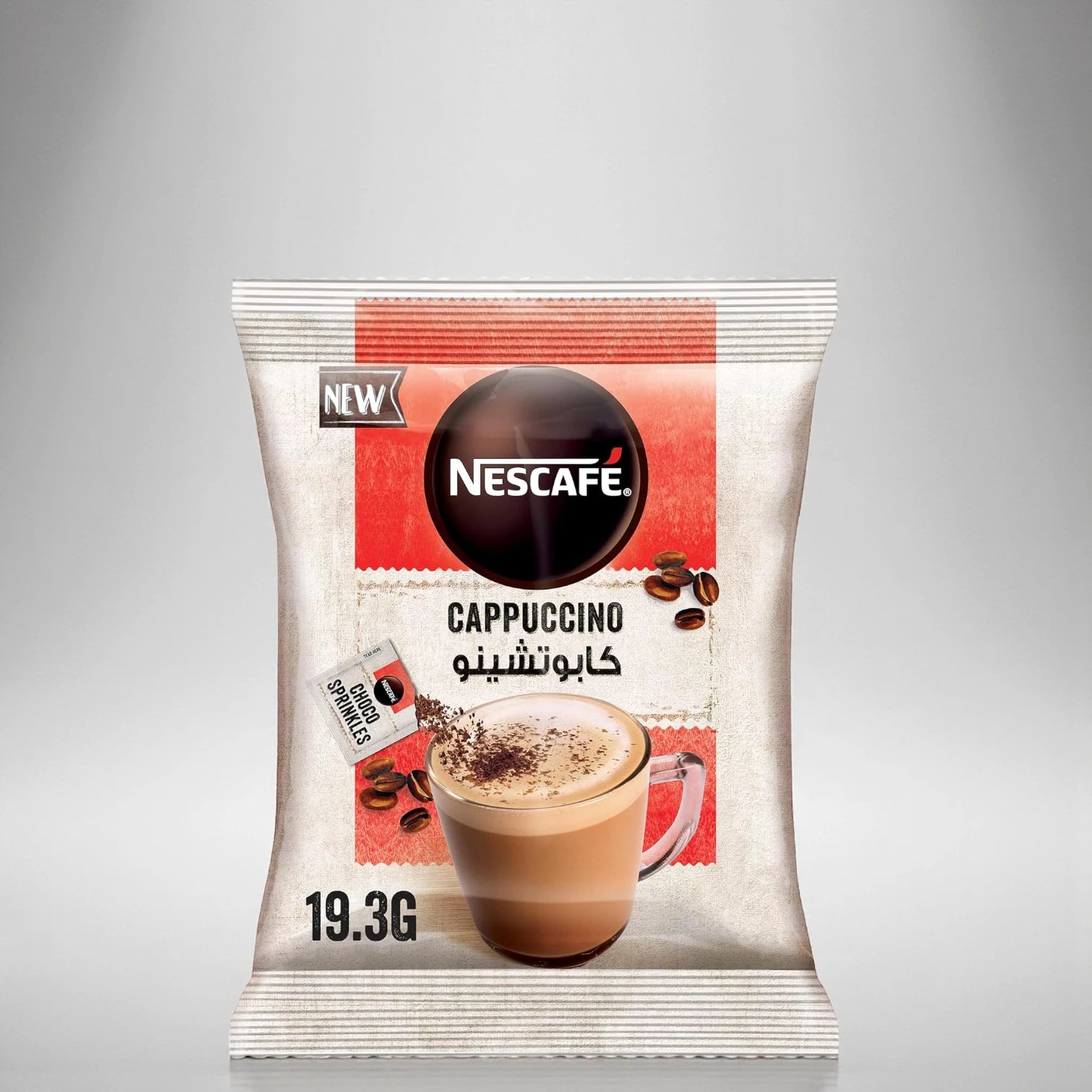 Nescafé Cappuccino Instant Coffee with Chocolate Sprinkles – 5 Sachets x 19.3g | Creamy Foamy Café-Style Coffee | Low Calorie | Dark Roast - Damoo