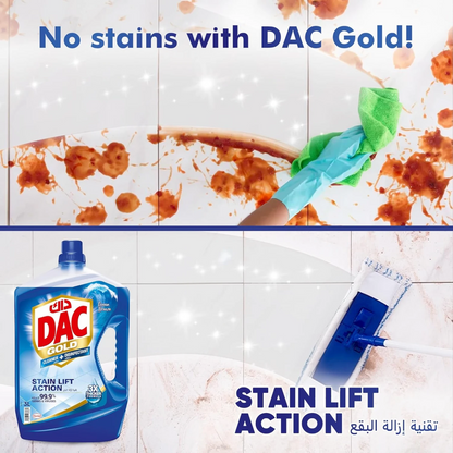 DAC Gold Disinfectant Multi-Purpose Cleaner Ocean Breeze – 3L + 1L Offer Pack, Kills 99.9% of Germs & Bacteria, Long-Lasting Cleanliness and Fresh Freshness - Damoo