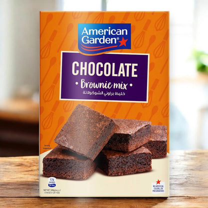 American Garden Chocolate Brownie Mix 500g – Rich Fudgy Brownie Cake Mix, Easy Bake Dessert, No Artificial Colors or Preservatives - Damoo