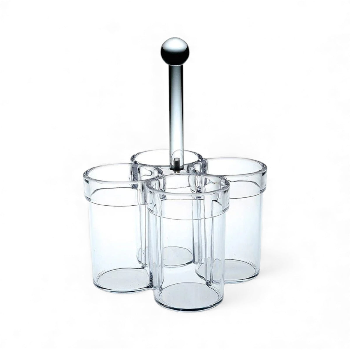 Orchid 4-Compartment Clear Acrylic Utensil Holder – Kitchen Cutlery Organizer with Handle for Countertop & Dining Table (26H x 16L × 16W CM) - Damoo