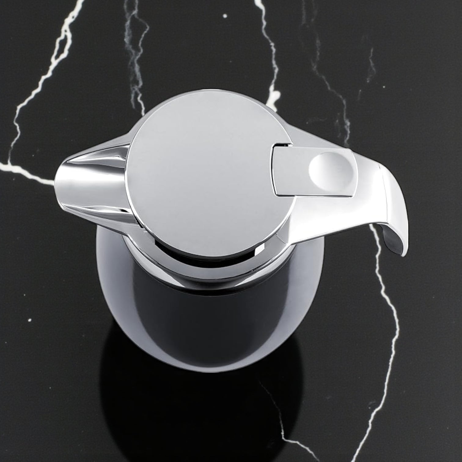 Emsa Cone Thermal Jug Swirl 1 L – Black / Silver | Premium German-Made Vacuum Flask with Glass Liner for Hot & Cold Drinks - Damoo