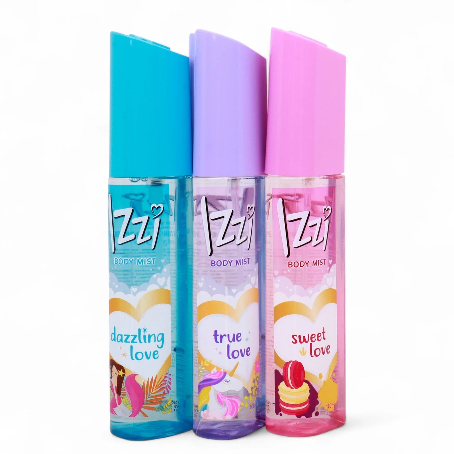 Izzi Body Mist 2+1 Pack – Dazzling Love, True Love & Sweet Love – Long-Lasting Refreshing Fragrance, Lightweight Non-Sticky Body Spray for Daily Use & Special Occasions – 3 x 100ml - Damoo
