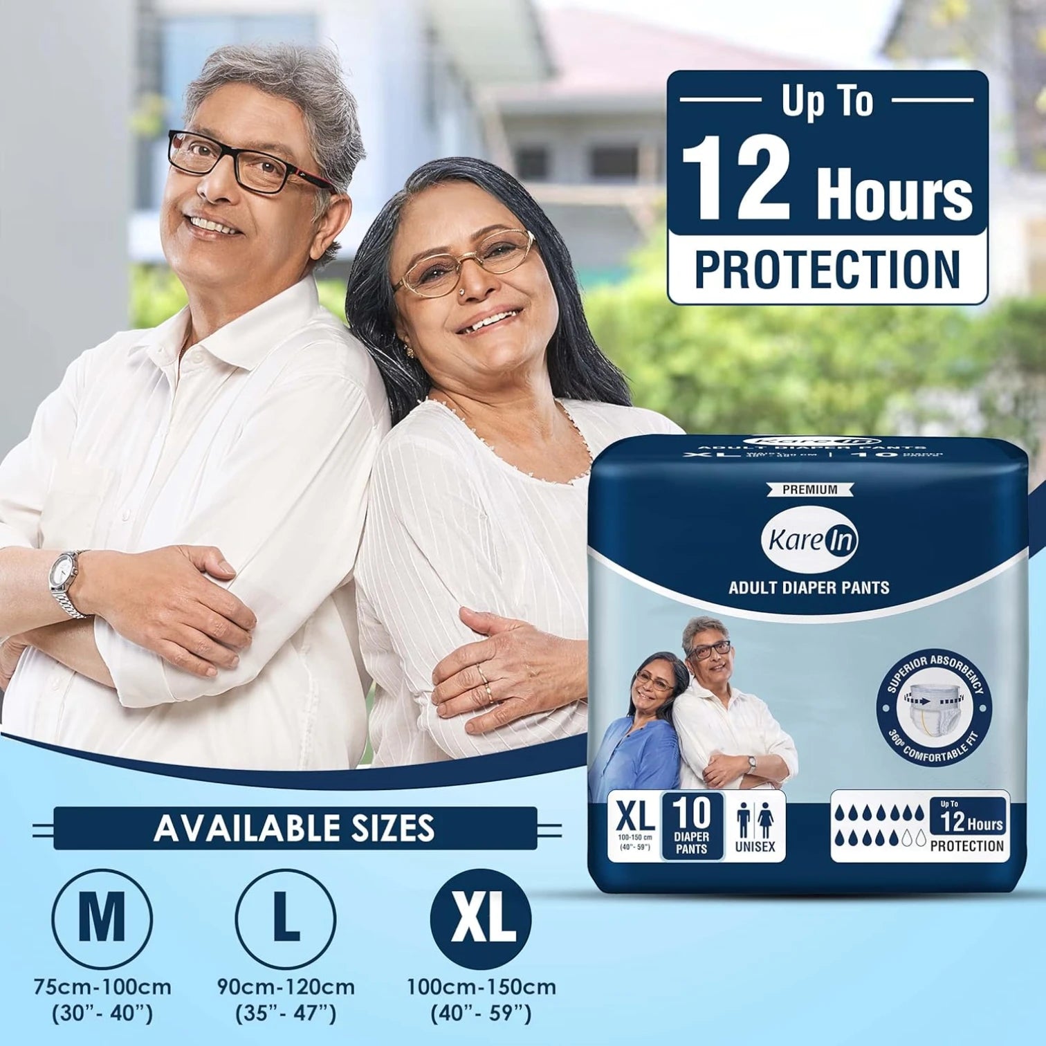 KareIn Adult Diaper Pants XL – Unisex, 10 Count | Up to 12-Hour Protection, Superior Absorbency & Wetness Indicator - Damoo
