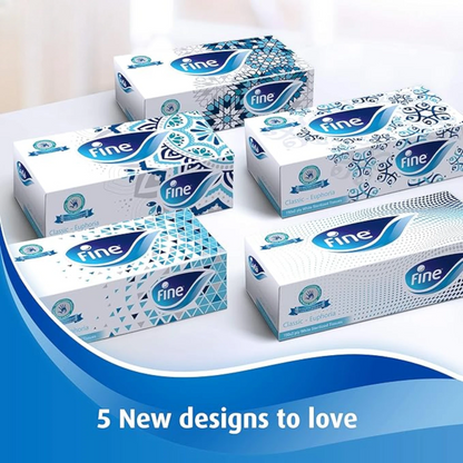 Fine Facial Tissue 130 Sheets X 2-Ply, Pack of 5 (4+1 Free) 🧻 | Sterilized Classic Variety Tissues for Germ Protection, Soft & Gentle for Home, Office & Travel - Damoo