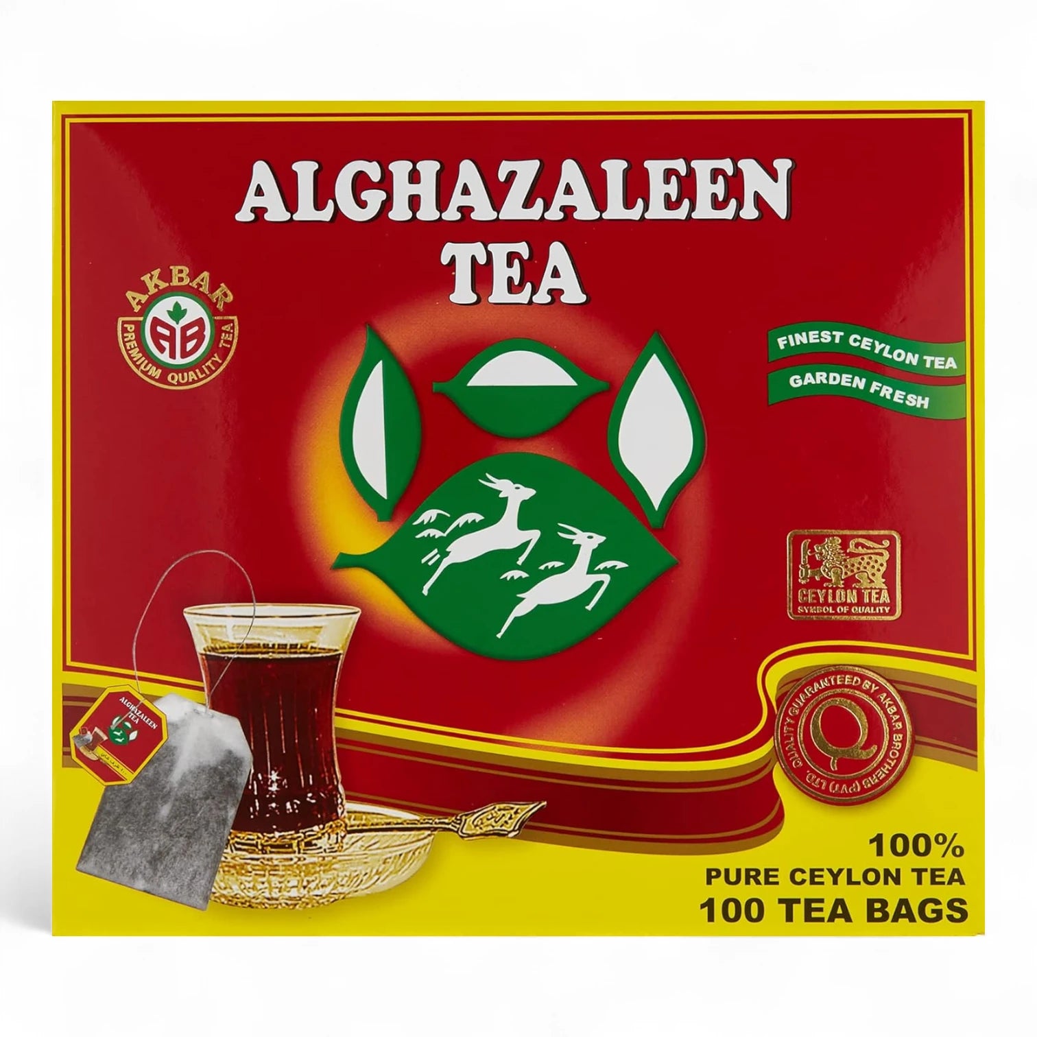 Alghazaleen Pure Ceylon Black Tea – 100 Tea Bags | Red Label | Medium Caffeine, Garden Fresh Quality | Packed in Sri Lanka - Damoo