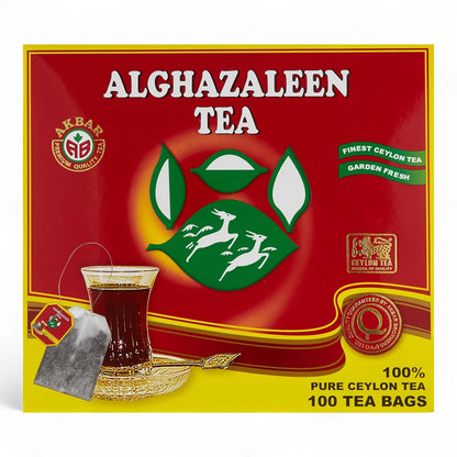 Alghazaleen Pure Ceylon Black Tea – 100 Tea Bags | Red Label | Medium Caffeine, Garden Fresh Quality | Packed in Sri Lanka - Damoo