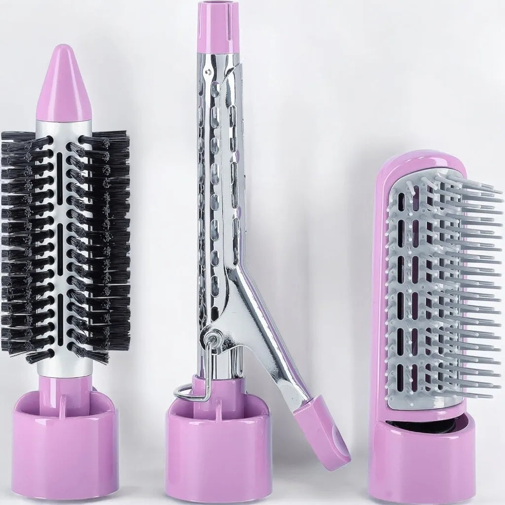 Geepas 4-in-1 Multi-Functional Hair Styler – 750W Powerful Motor, Curling Iron, Blow Brush & 2 Speed Settings – Overheat Protection, Cool Shot, 360° Swivel Cord – Professional Hair Styling Tool – Red - GH714 - Damoo