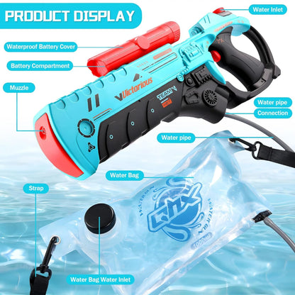 Electric Water Gun Blaster – Automatic Long-Range High-Power Squirt Gun, Rechargeable Outdoor Pool & Beach Toy for Kids and Adults, Summer Party Electronic Water Shooter