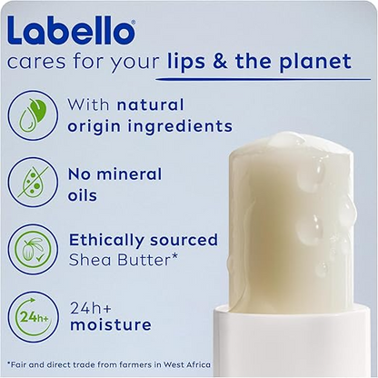 Labello Men Active Lip Balm – 24H Moisture with SPF 15, Improved Formula, Shea Butter & Natural Oils – Hydrating & Protective Lip Care for Men (4.8g) - Damoo