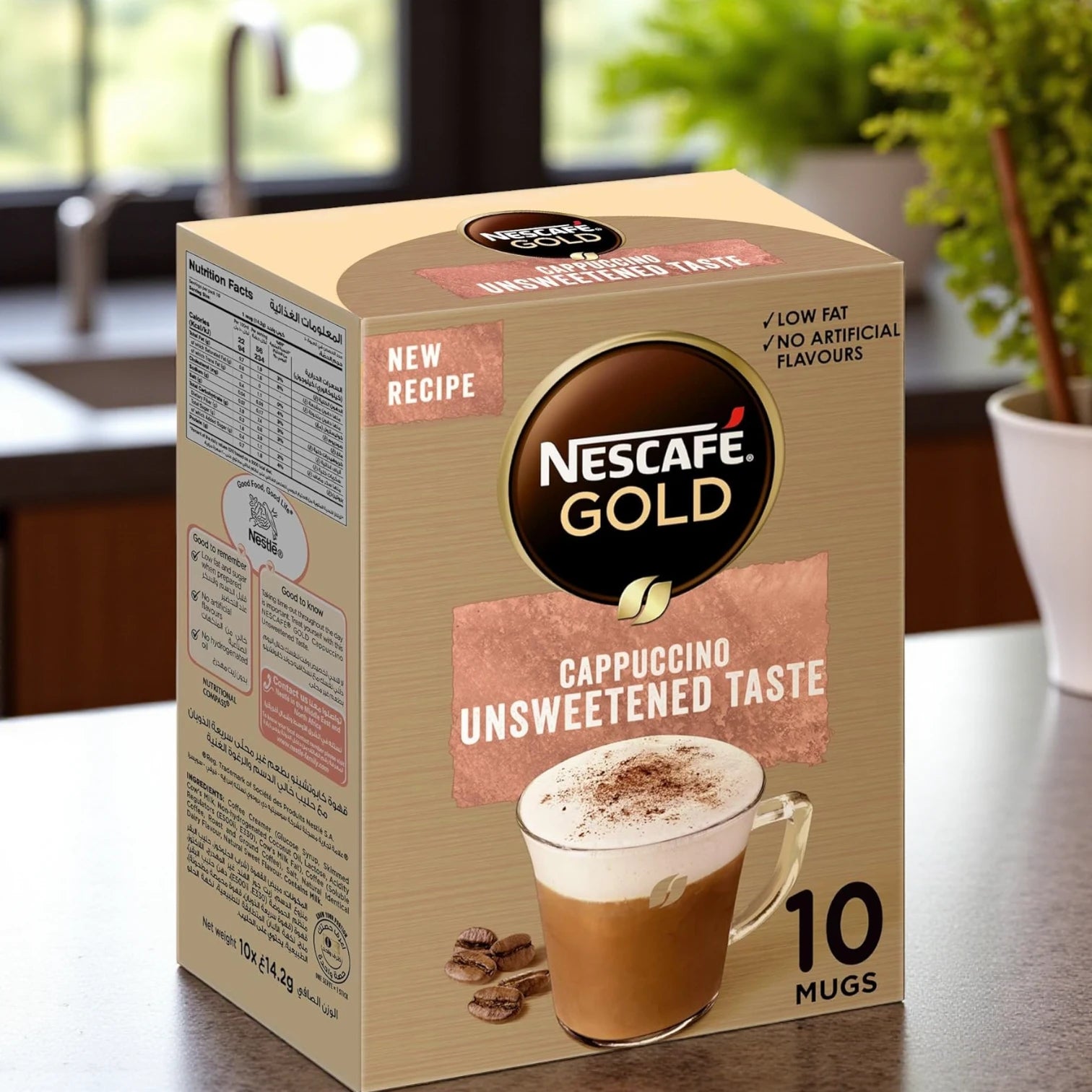 Nescafé Gold Cappuccino Unsweetened Taste – 10 Sticks (14.2g Each) | Premium Instant Coffee Mix with Arabica & Robusta | Low Fat & No Artificial Flavors - Damoo