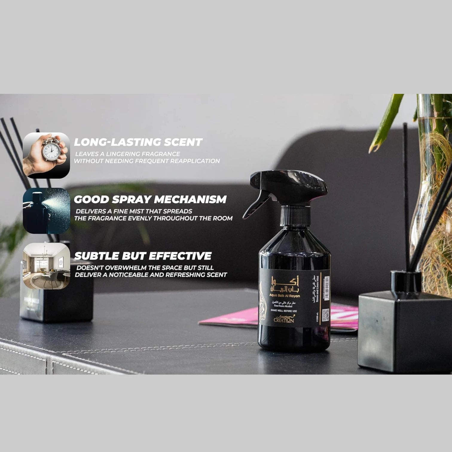 Amazing Creation Aqua Bab Al Rayan Room And Linen Mist, Room Freshener 500ml - Damoo
