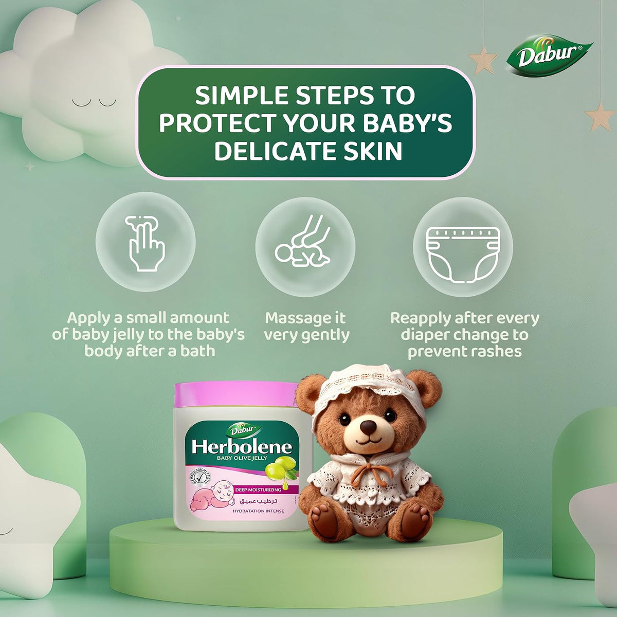 Dabur Herbalene Baby olives jelly 225ml – Deep Moisturizing Olive Jelly | Dermatologically Tested