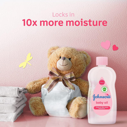 Johnson's Baby Oil 200ml – Clear Baby Oil | 0% Parabens and Dyes | Moisture-Locking Care
