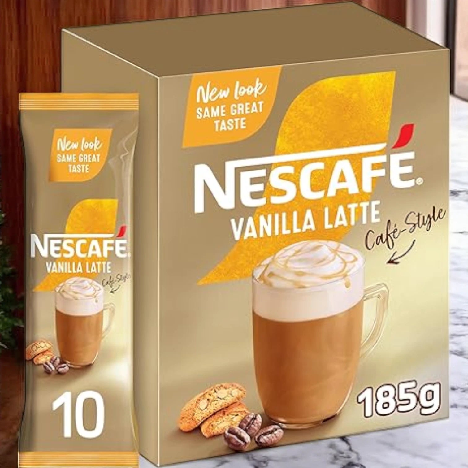 Nescafé Vanilla Latte Instant Coffee Mix – 10 Sachets (18.5g Each) | Café-Style Creamy Vanilla Flavoured Coffee | Medium Roast - Damoo