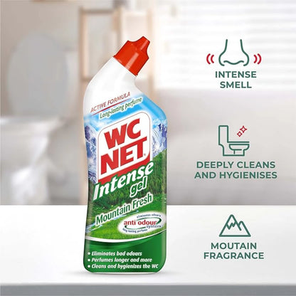 WC Net Liquid Toilet Cleaner – Mountain Fresh, 750ml (2+1 Free) | Active Oxygen Formula with Essential Oils | Prevents Limescale & Ensures Lasting Hygiene