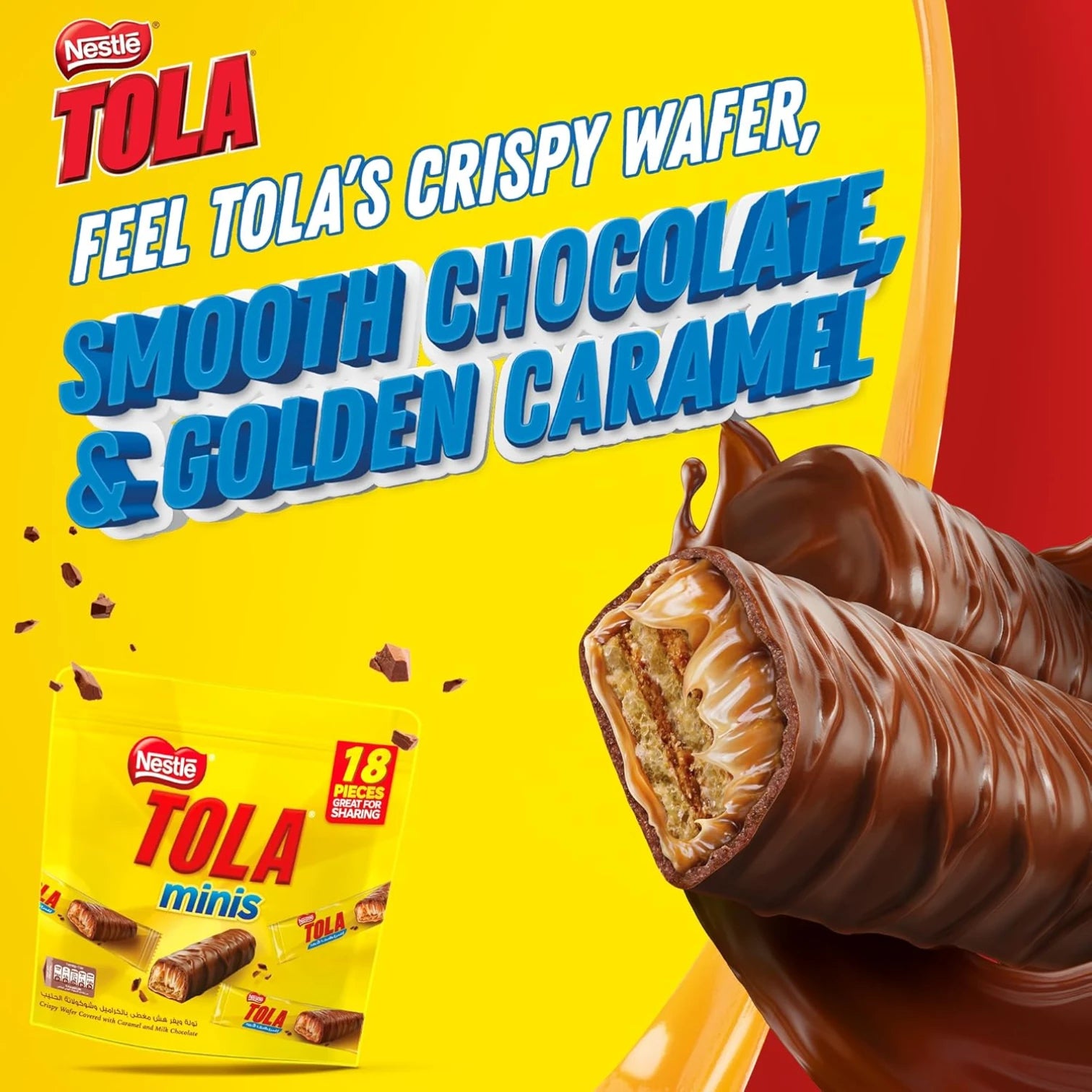 Nestlé Tola Milk Chocolate & Caramel Wafer Minis – Pack of 2 (279g Each) | Chewy Caramel with Smooth Milk Chocolate | Bite-Sized Treats for Sharing & Gifting - Damoo