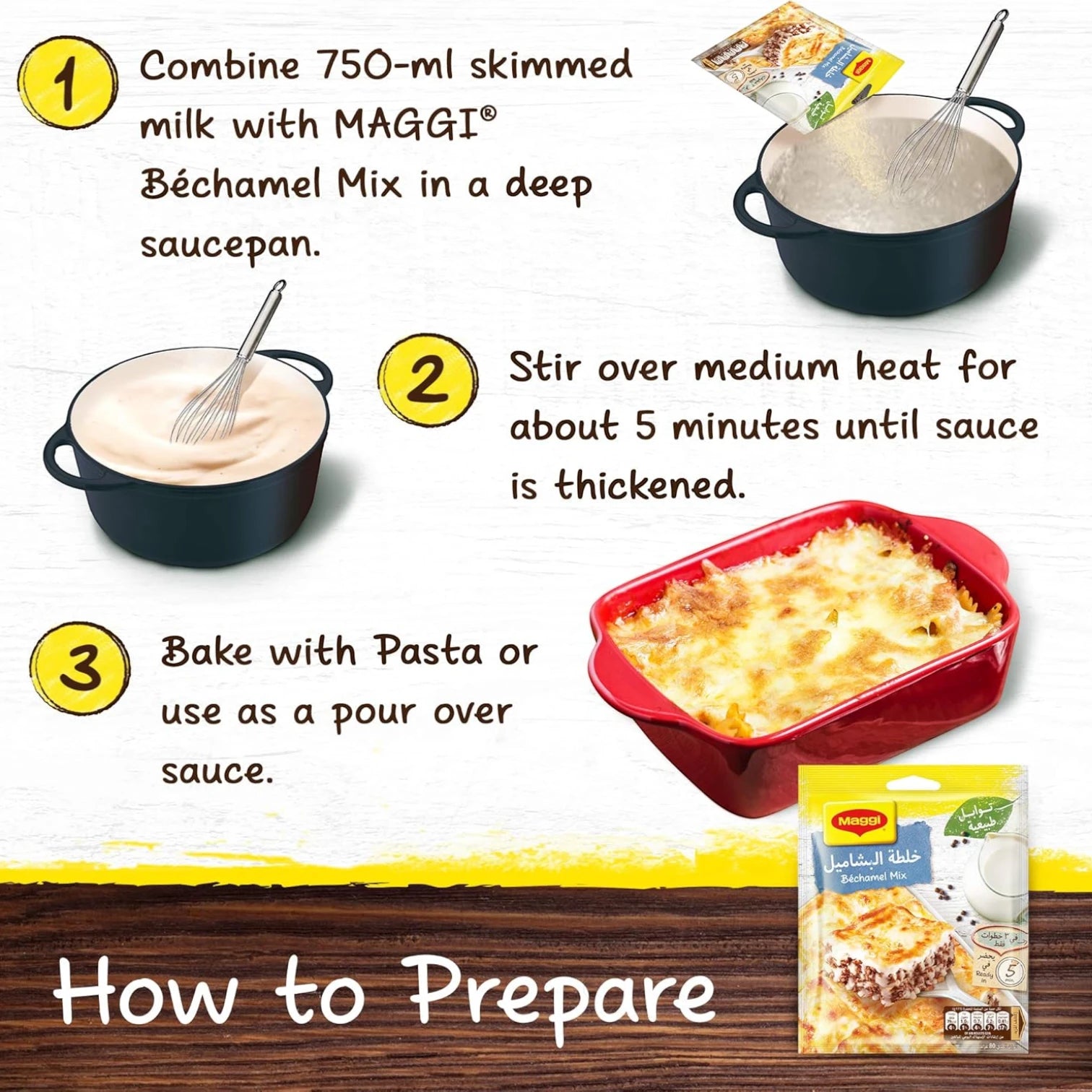Maggi Natural Béchamel Mix 80g – Creamy White Sauce Base for Lasagna, Pasta & More | No Preservatives or Artificial Additives - Damoo