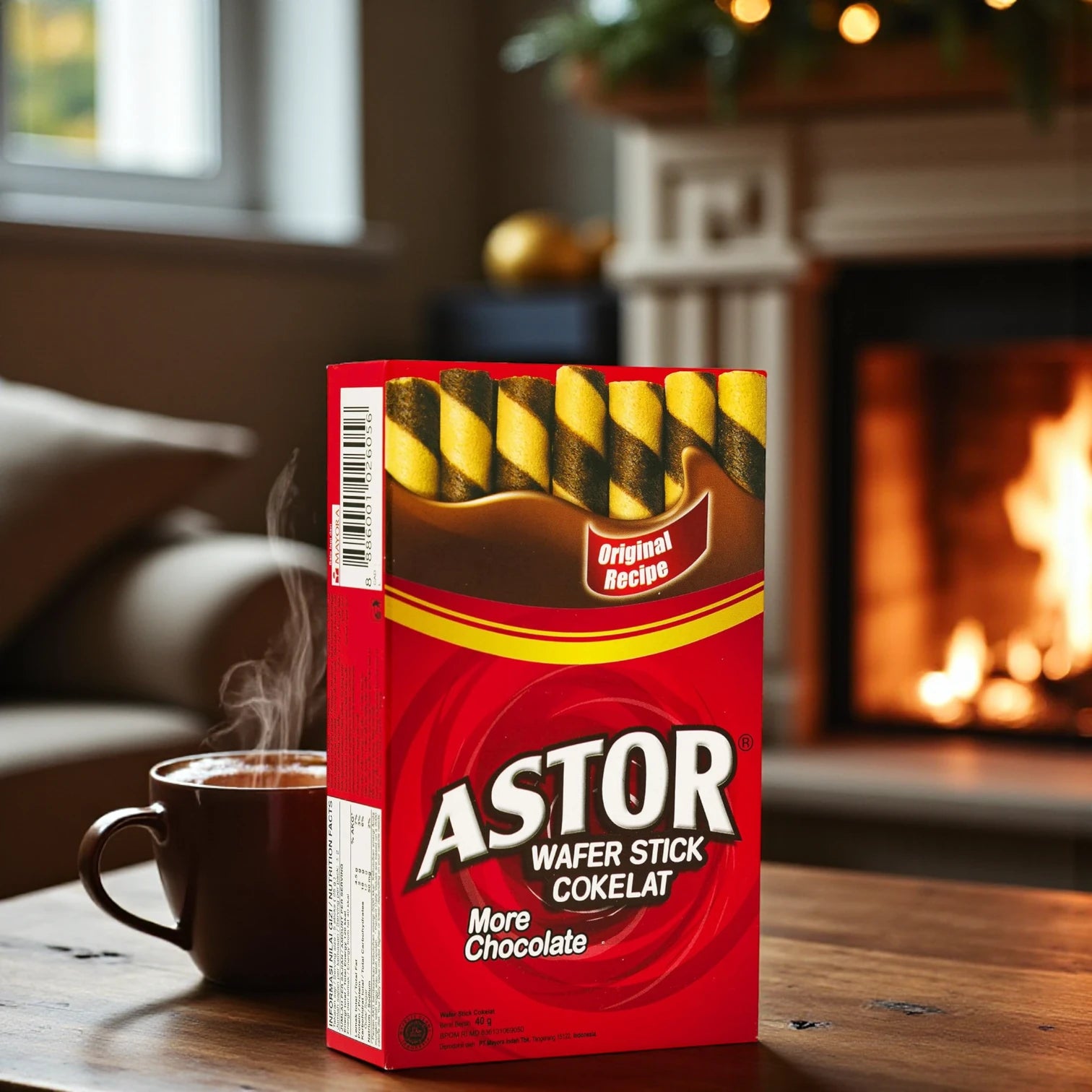 Astor Chocolate Wafer Stick – Pack of 12 x 40g – Original Recipe Rolled Wafers with Creamy Chocolate Filling – Halal Certified Crunchy Snack – 480g Total - Damoo