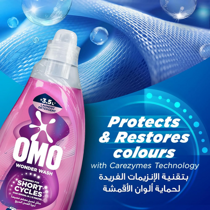OMO Wonder Wash Liquid Laundry Detergent Ultra Care 1480ml x2 Pack – Fast 15-Minute Stain Removal, Designed for Short Cycles, Gentle Fabric Care - Damoo