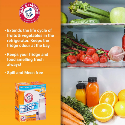 Arm & Hammer Fridge-N-Freezer Baking Soda – 396.9g | Odor Absorber & Food Freshener for Refrigerator and Freezer - Damoo