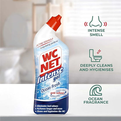 WC Net Toilet Cleaner Gel Assorted – 750ml (2+1 Free) | Hygienic Formula with Scented Micro Crystals | Long-Lasting Fragrance & Limescale Removal