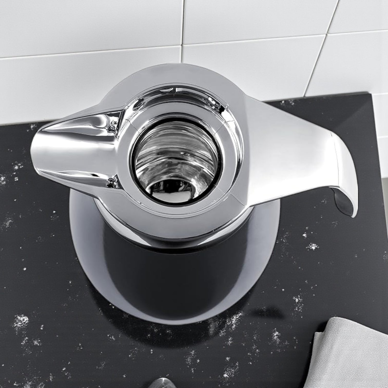 Emsa Cone Thermal Jug Swirl 1 L – Black / Silver | Premium German-Made Vacuum Flask with Glass Liner for Hot & Cold Drinks - Damoo