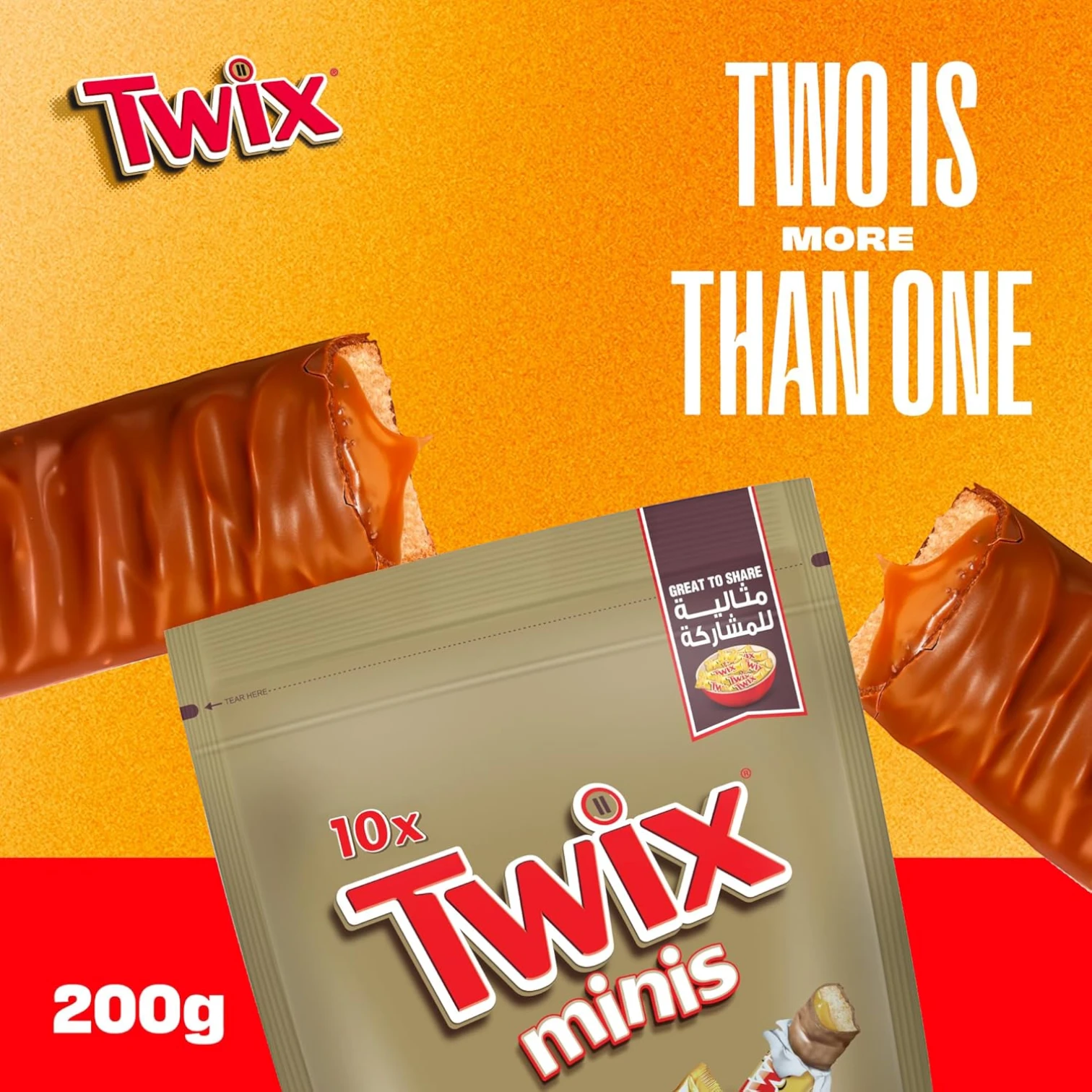 Twix Minis Chocolate Bars – 10 Pieces | Crunchy Shortbread with Caramel & Milk Chocolate – 2 x 200g Special Offer Pack