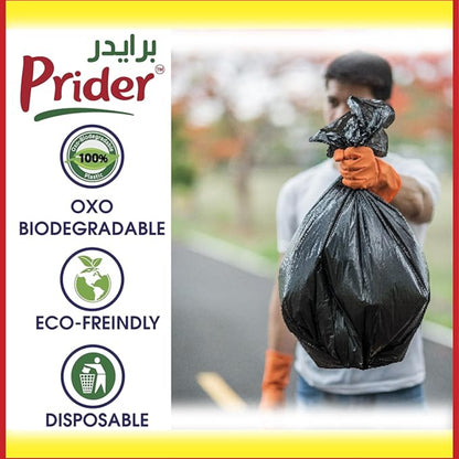 Prider Black Garbage Bags 30 Gallons (60 × 90 cm) – Heavy Duty Bin Liners, 60 Pieces (Special Offer 2+1 Free) - Damoo