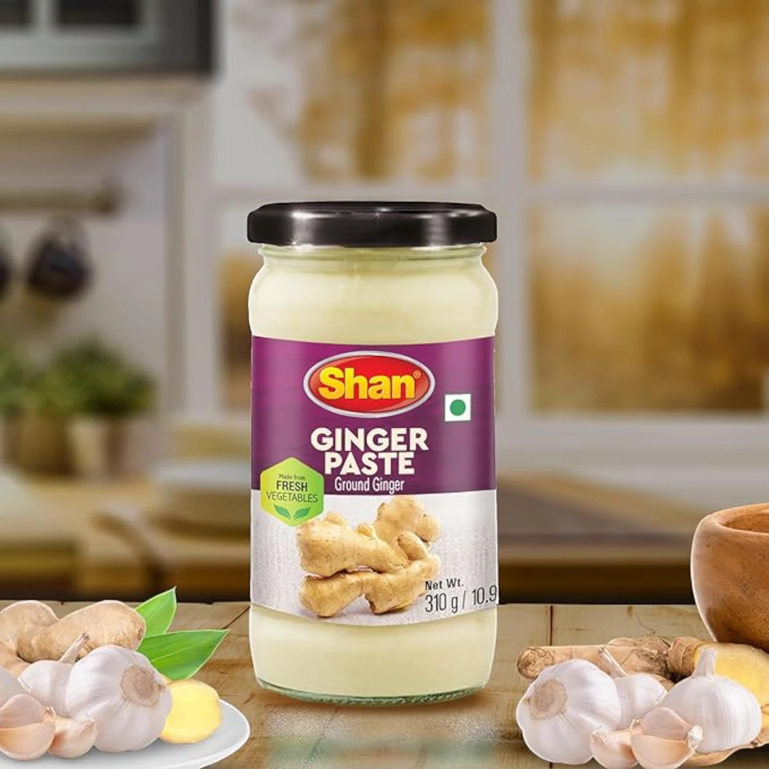Shan Ginger Paste 310g – Fresh & Aromatic Ready-to-Use Ginger Paste | Authentic South Asian Flavor Enhancer | Vegetarian, No Prep Needed, Long Shelf Life | Airtight Glass Jar - Damoo