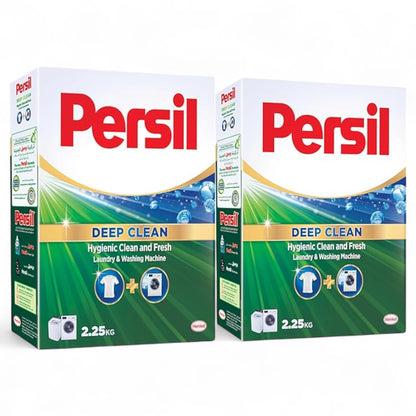 Persil Powder Laundry Detergent 2 x 2.25KG – Deep Clean Plus Technology | Tough on Stains, Gentle on Fabrics | Long-Lasting Freshness, Effective 20°C–95°C - Damoo