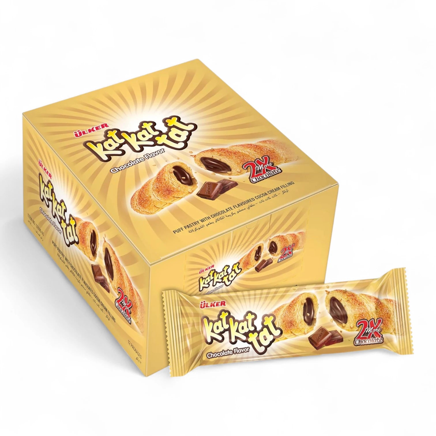 Ulker Kat Kat Tat Chocolate Puff Pastry – 12x24g | 2X More Chocolate Filling – Flaky, Rich & Satisfying - Damoo