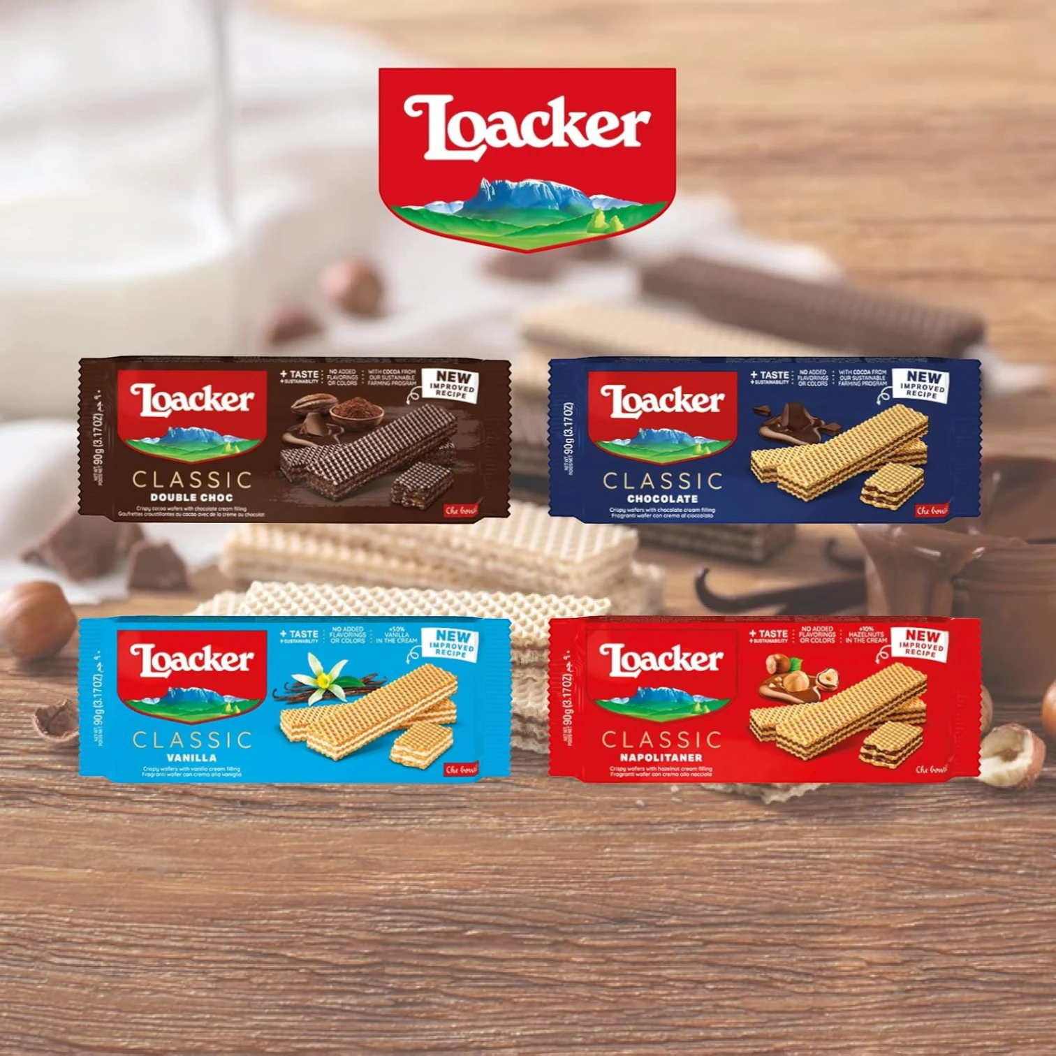 Loacker Classic Vanilla Wafers – 175g | Crispy Wafer with Natural Vanilla Cream Filling – GMO-Free, No Artificial Flavors - Damoo