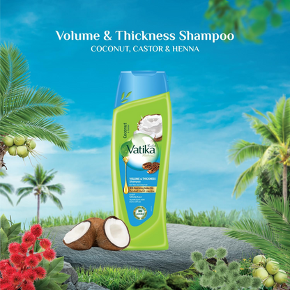 Vatika Naturals Volume & Thickness Conditioner – Strengthening & Volumizing Hair Care with Coconut & Castor Oils for Thin & Limp Hair – 400ml - Damoo