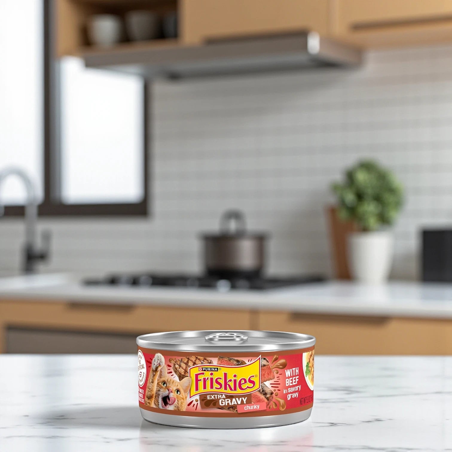 Friskies Purina Extra Gravy Wet Cat Food – Beef Flavor Chunks in Savory Gravy, Complete & Balanced Nutrition for Adult Cats - Damoo