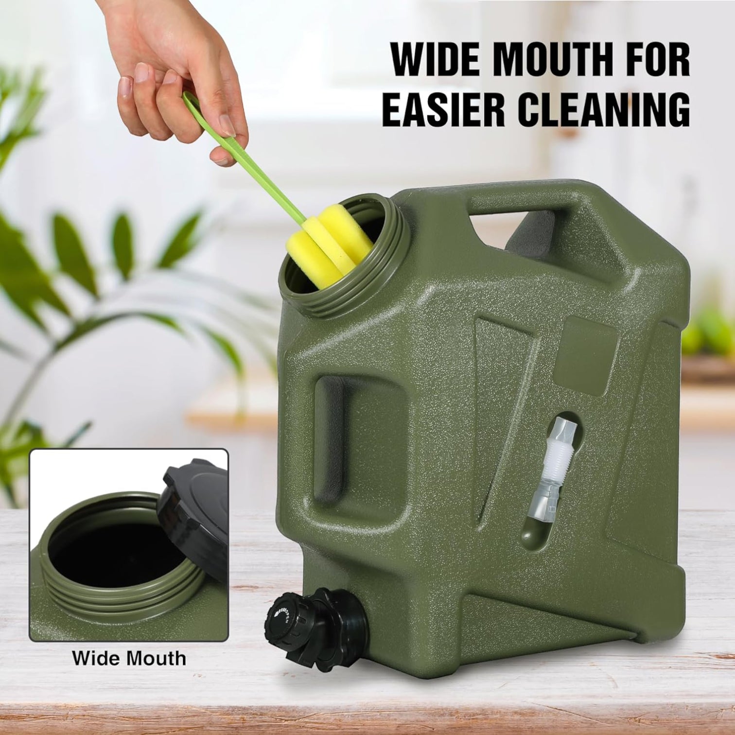 Portable Water Container 12L – BPA Free Food Grade Water Storage Carrier Tank with Spigot for Camping, Hiking, Travel & Outdoor Emergency Use – Green