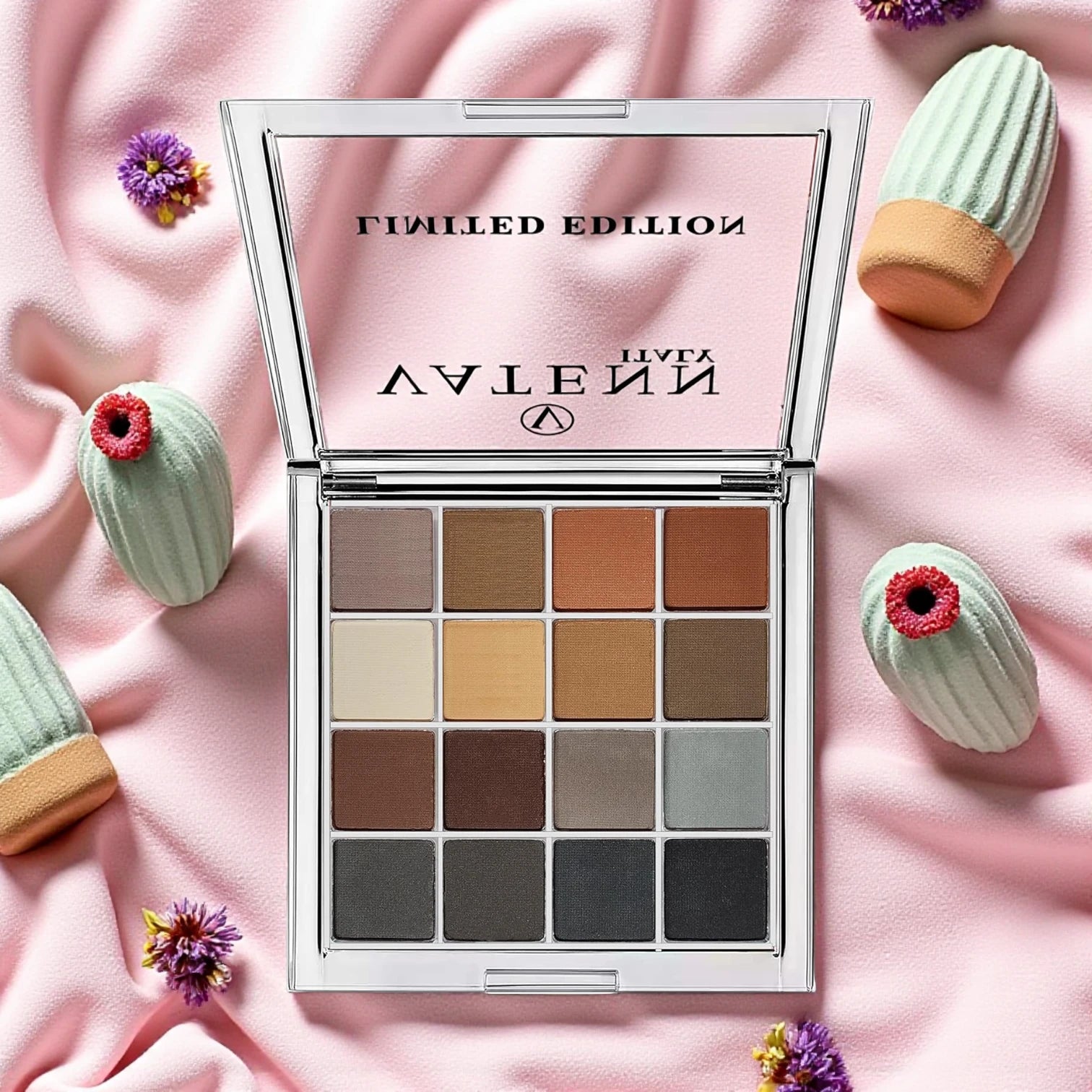 Vatenn Italy Limited Edition Eyeshadow Palette – 15 Highly Pigmented Matte & Shimmer Shades – Paris 1025 Smoky Neutral Tones – Long-Lasting Blendable Eye Makeup - Damoo