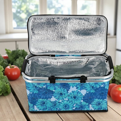 Insulated Picnic Basket with Aluminum Handle – Large Foldable Food Storage Tote Bag for Camping, Picnic, and Grocery – W27 x H24 x L47 cm - Damoo