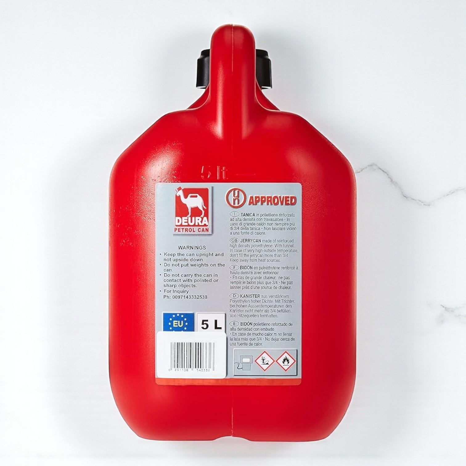 5L Petrol Can – Heavy-Duty Plastic Fuel Tank with Child-Safe Spout, Anti-Static Design, Rust-Proof Build & Flexible Pouring Pipe for Car, Travel & Outdoor Use - Damoo