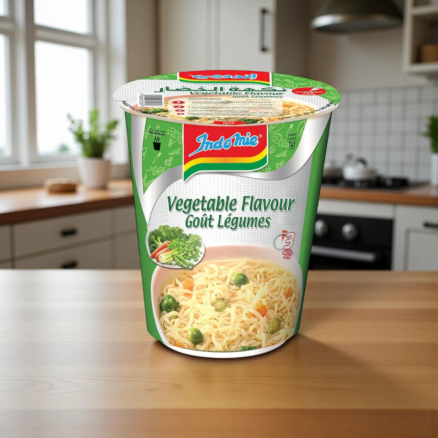 Indomie Instant Noodles Vegetable Flavour – 3 Pack x 60g | Vegetarian Friendly | Quick & Easy Meal with Seasoning Powder & Sauce | Light & Delicious Snack or Lunch - Damoo
