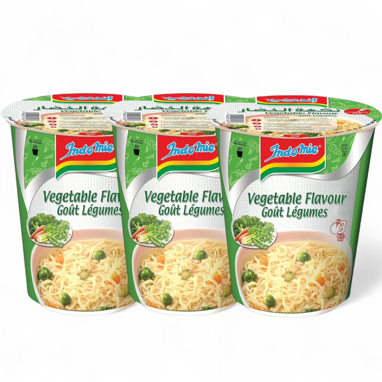 Indomie Instant Noodles Vegetable Flavour – 3 Pack x 60g | Vegetarian Friendly | Quick & Easy Meal with Seasoning Powder & Sauce | Light & Delicious Snack or Lunch - Damoo