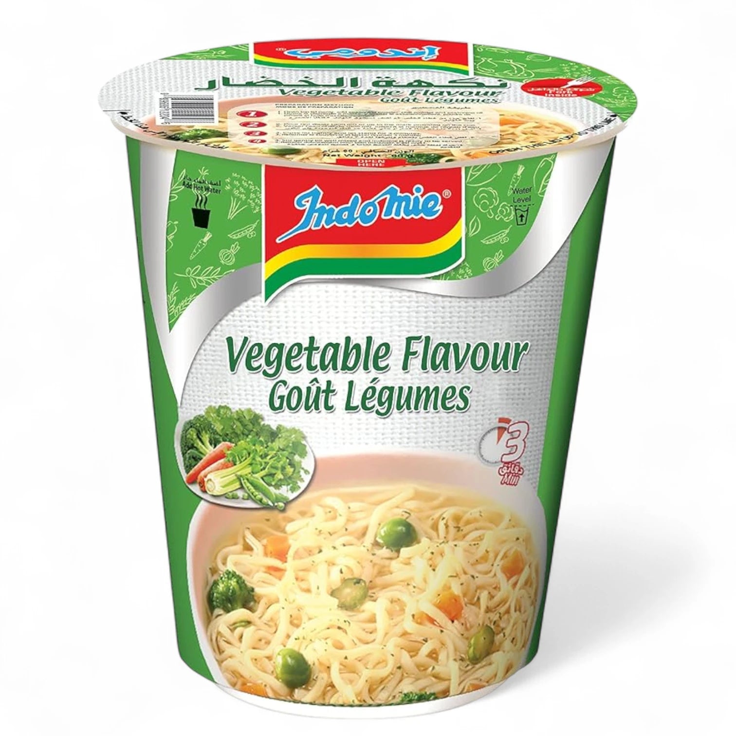 Indomie Vegetable Flavour Instant Cup Noodles | 60g | With Seasoning Powder & Sauce | Vegetarian | Quick 3-Minute Meal - Damoo